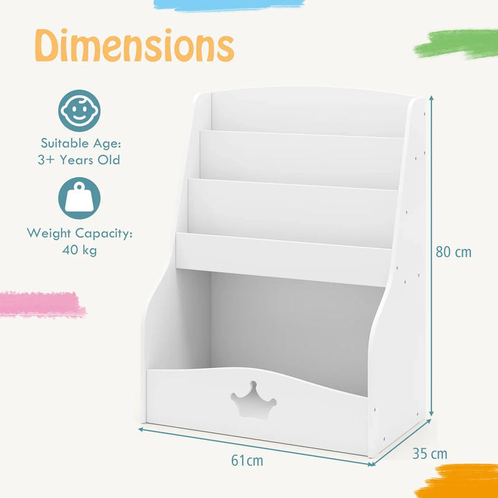 4-Tier Wooden Kids Bookshelf Bookcase Toy Storage Organizer - TidySpaces