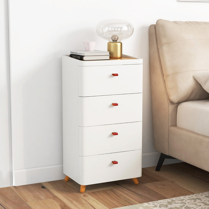 4-Drawer Dresser with Removable Organizer Tray and Solid Wood Legs-White