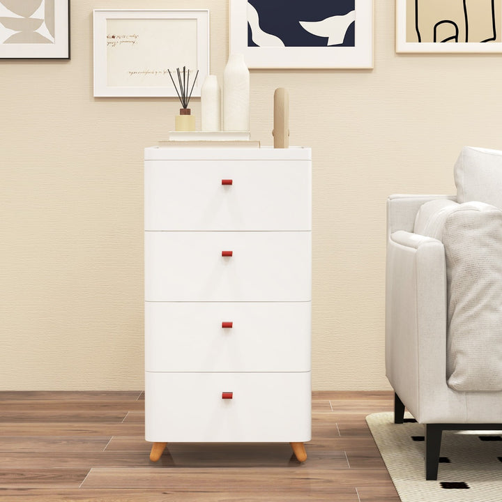 4-Drawer Dresser with Removable Organizer Tray and Solid Wood Legs-White