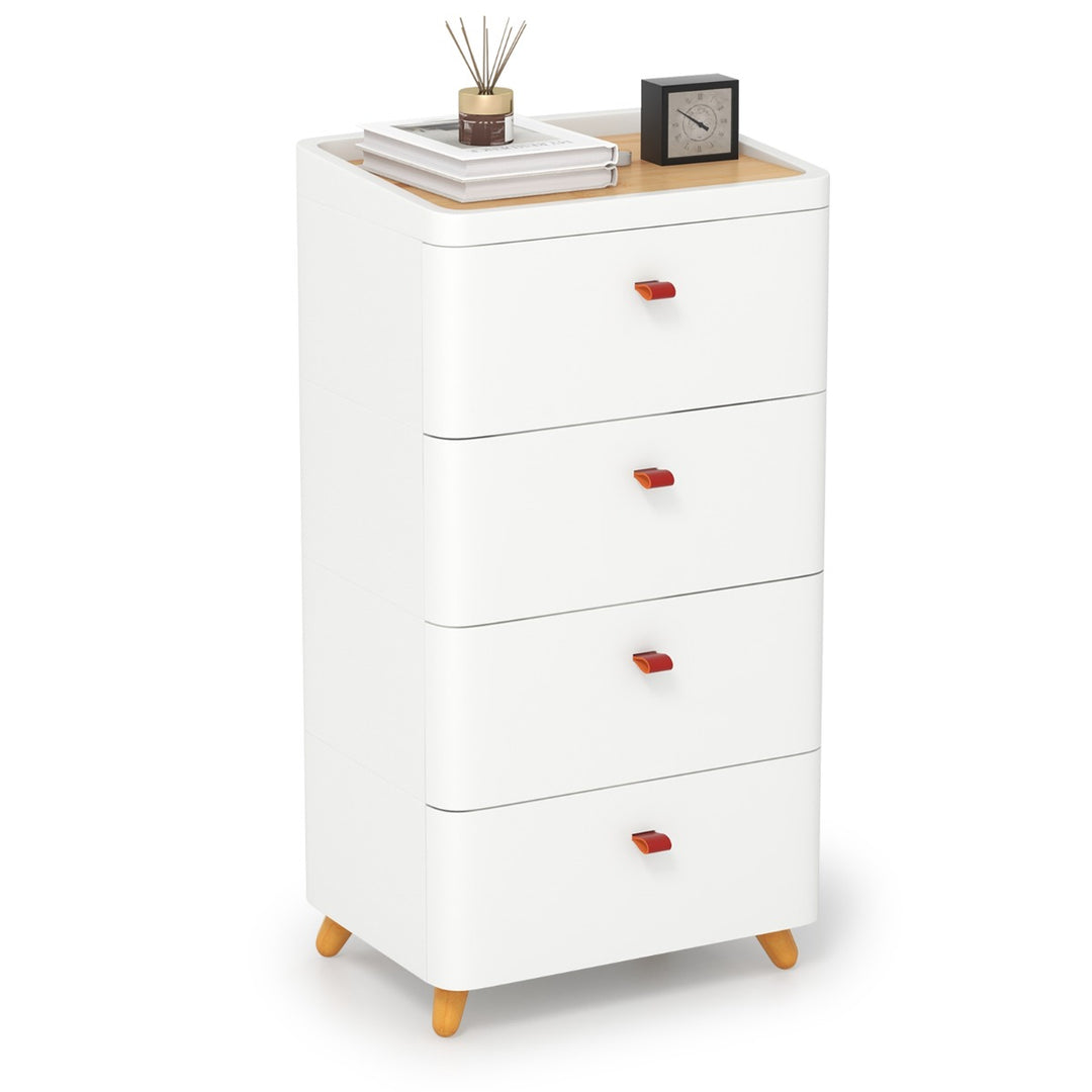 4-Drawer Dresser with Removable Organizer Tray and Solid Wood Legs-White