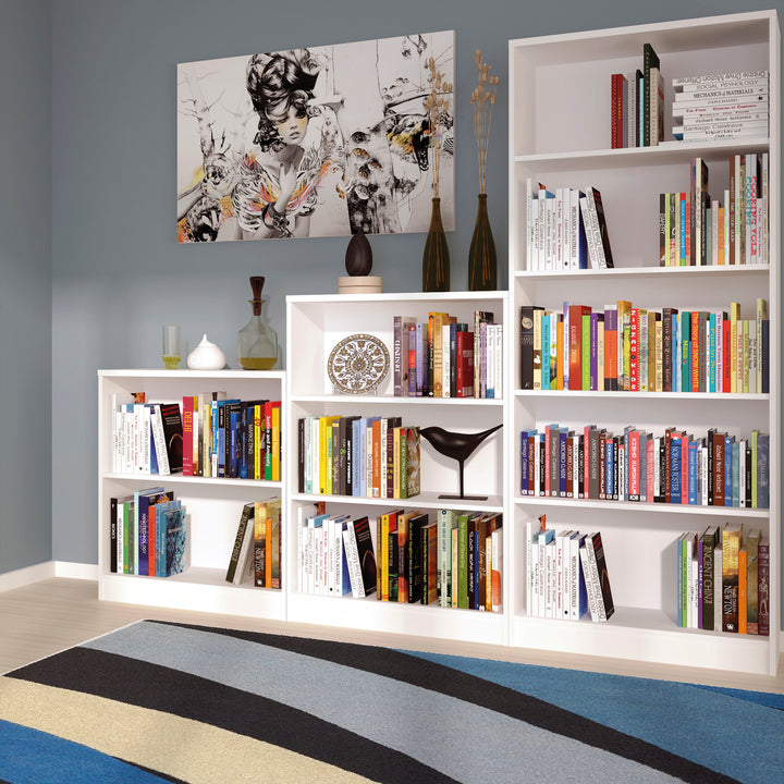 4 You Tall Wide Bookcase in Pearl White - TidySpaces
