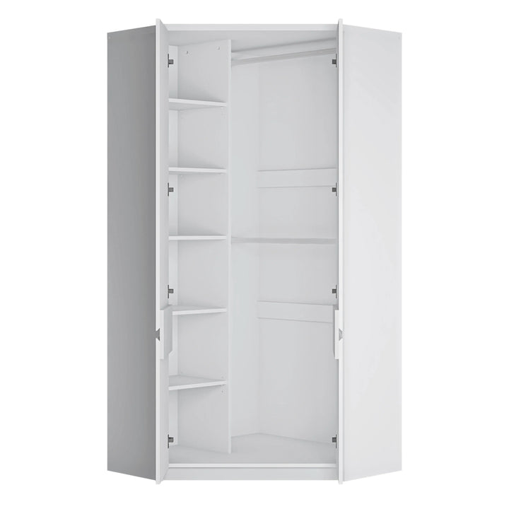 Fribo Corner Wardrobe 2 Door in Alpine White - TidySpaces