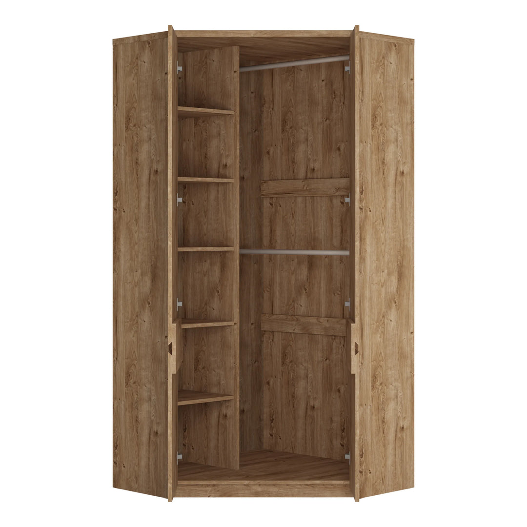 Fribo Corner Wardrobe 2 Door in Golden Ribbeck Oak - TidySpaces