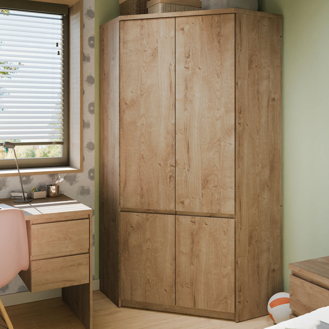 Fribo Corner Wardrobe 2 Door in Golden Ribbeck Oak - TidySpaces
