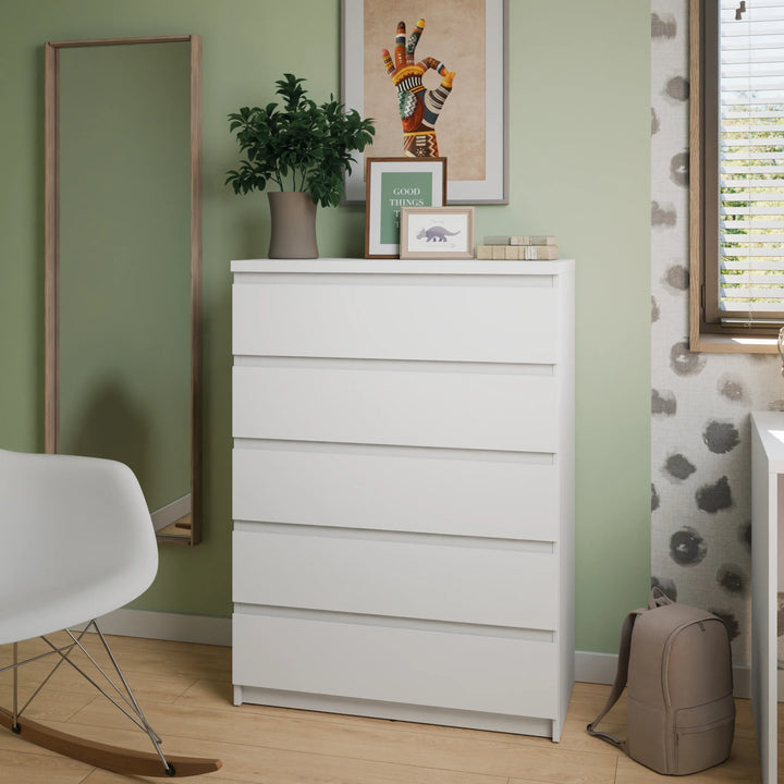 Fribo Chest Of 5 Drawers in Alpine White - TidySpaces