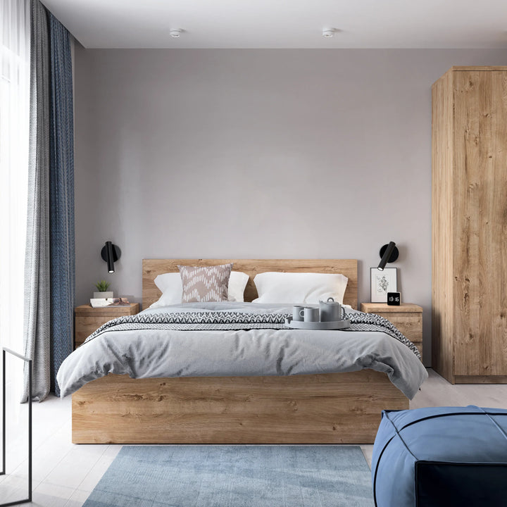 Fribo Bedside Cabinet 2 Drawer in Golden Ribbeck Oak - TidySpaces