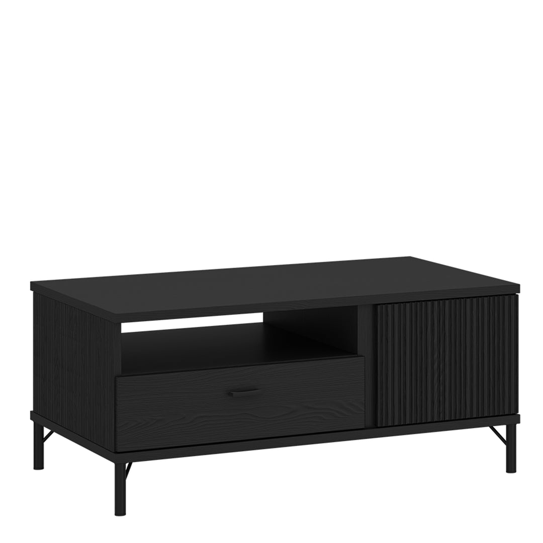 Lusaka Coffee Table 2 Door 1 Drawer in Black Graphite - TidySpaces