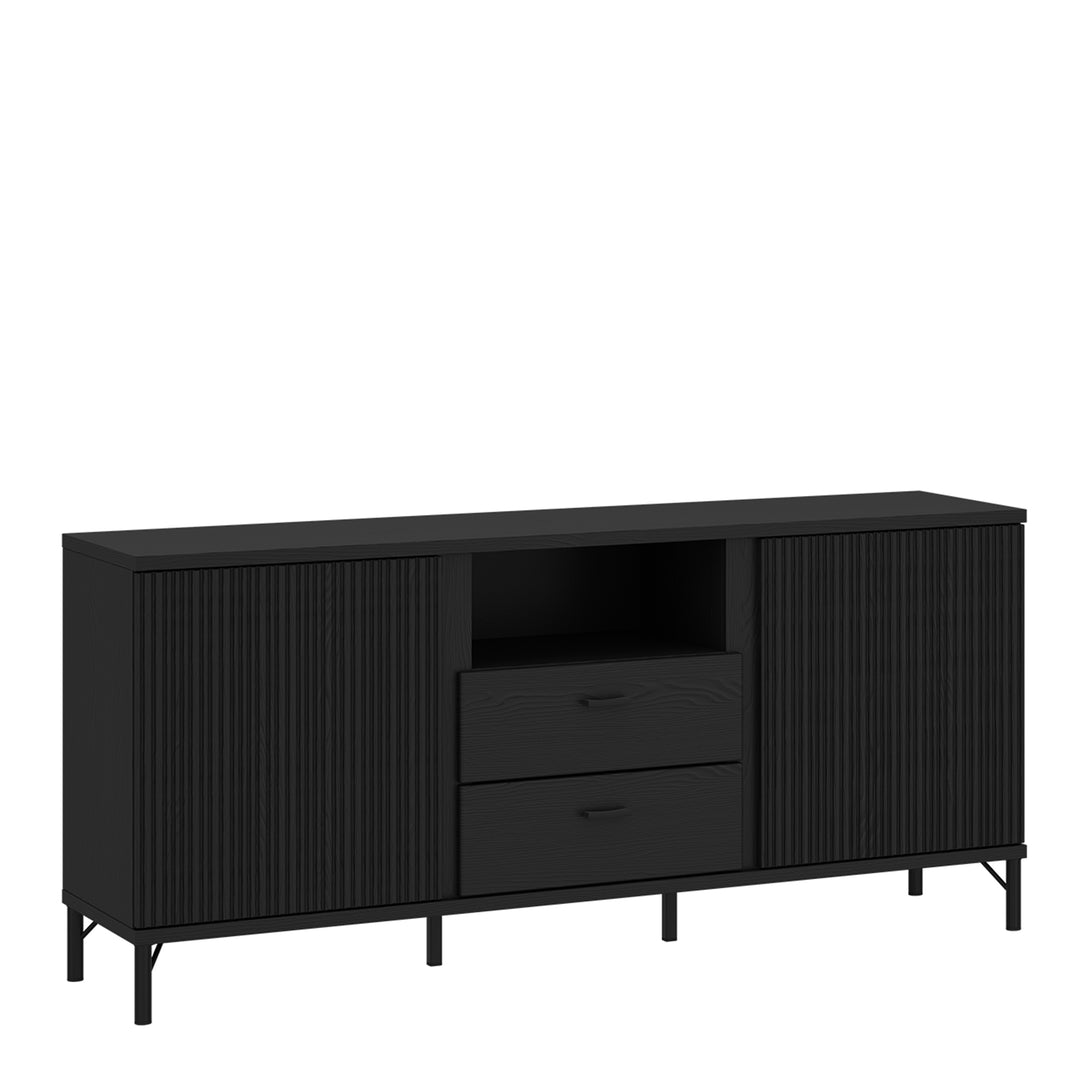 Lusaka TV Cabinet 2 Door 2 Drawer in Black Graphite - TidySpaces