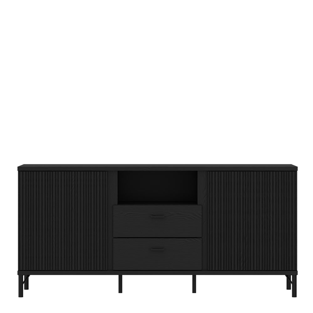 Lusaka TV Cabinet 2 Door 2 Drawer in Black Graphite - TidySpaces