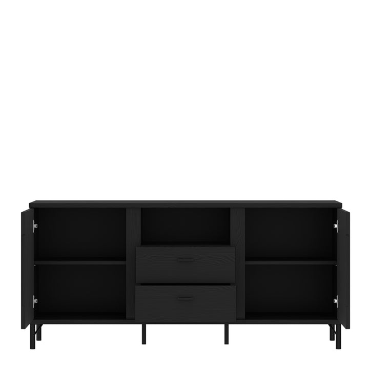 Lusaka TV Cabinet 2 Door 2 Drawer in Black Graphite - TidySpaces