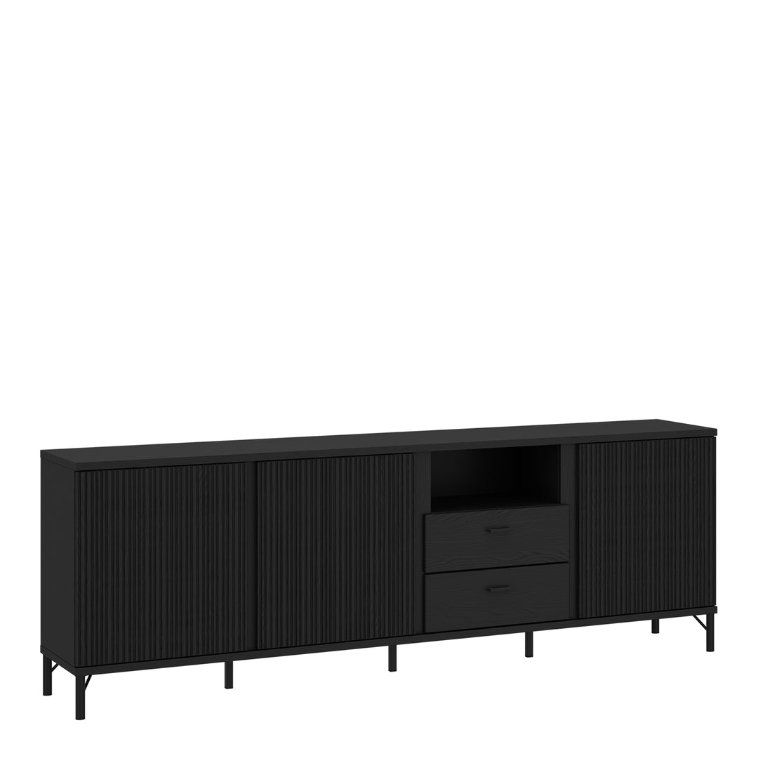 Lusaka TV Cabinet 3 Door 2 Drawer in Black Graphite - TidySpaces