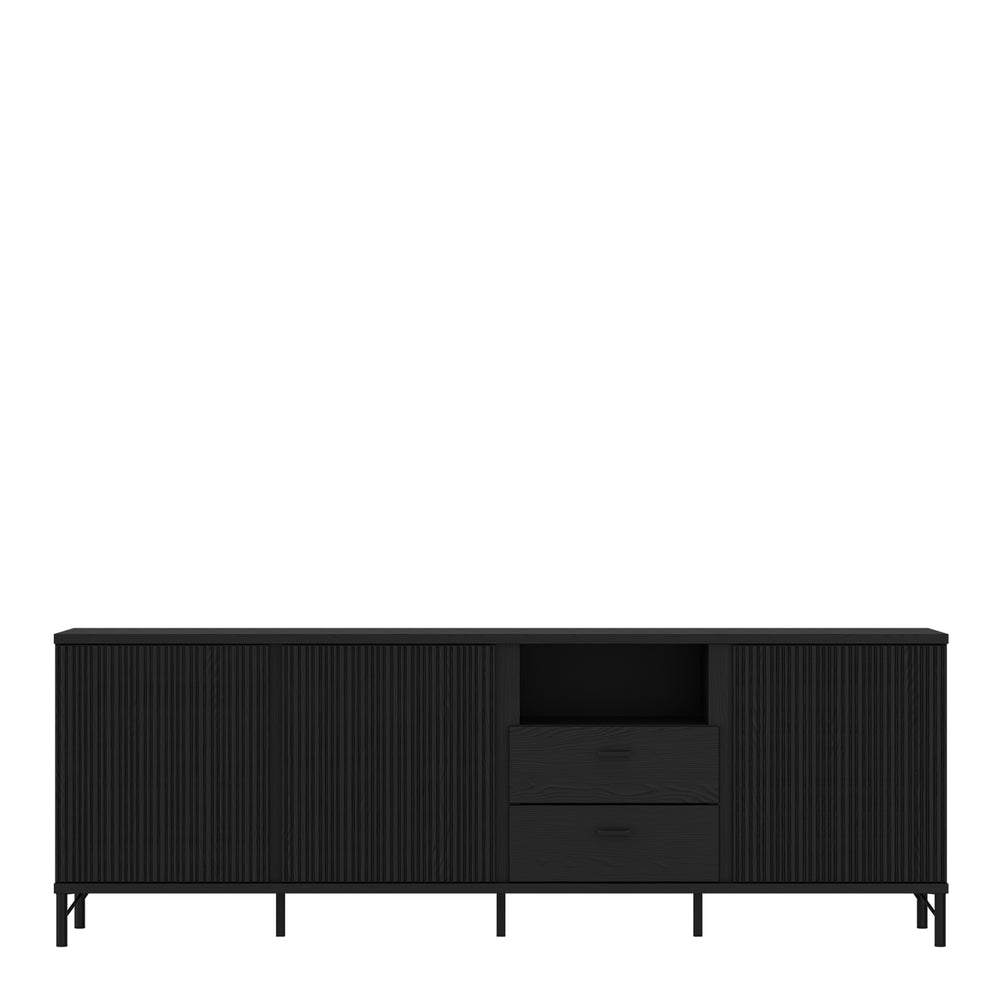 Lusaka TV Cabinet 3 Door 2 Drawer in Black Graphite - TidySpaces