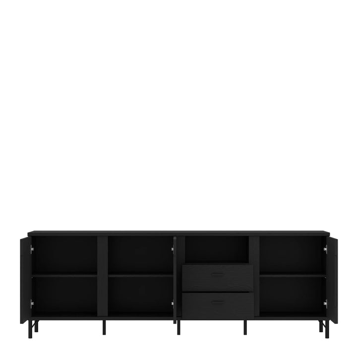 Lusaka TV Cabinet 3 Door 2 Drawer in Black Graphite - TidySpaces