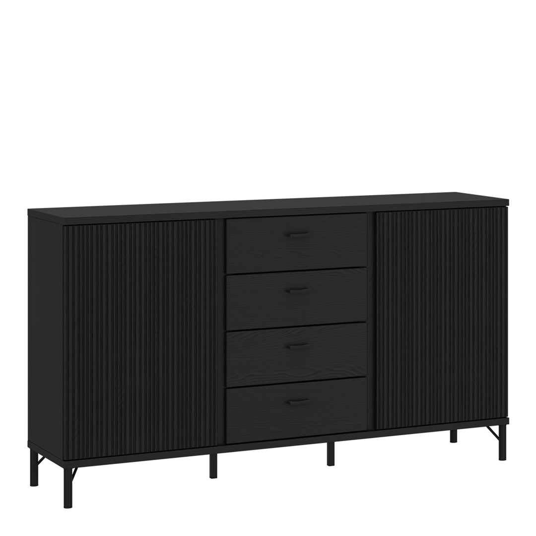 Lusaka Sideboard 2 Door 4 Drawer in Black Graphite - TidySpaces
