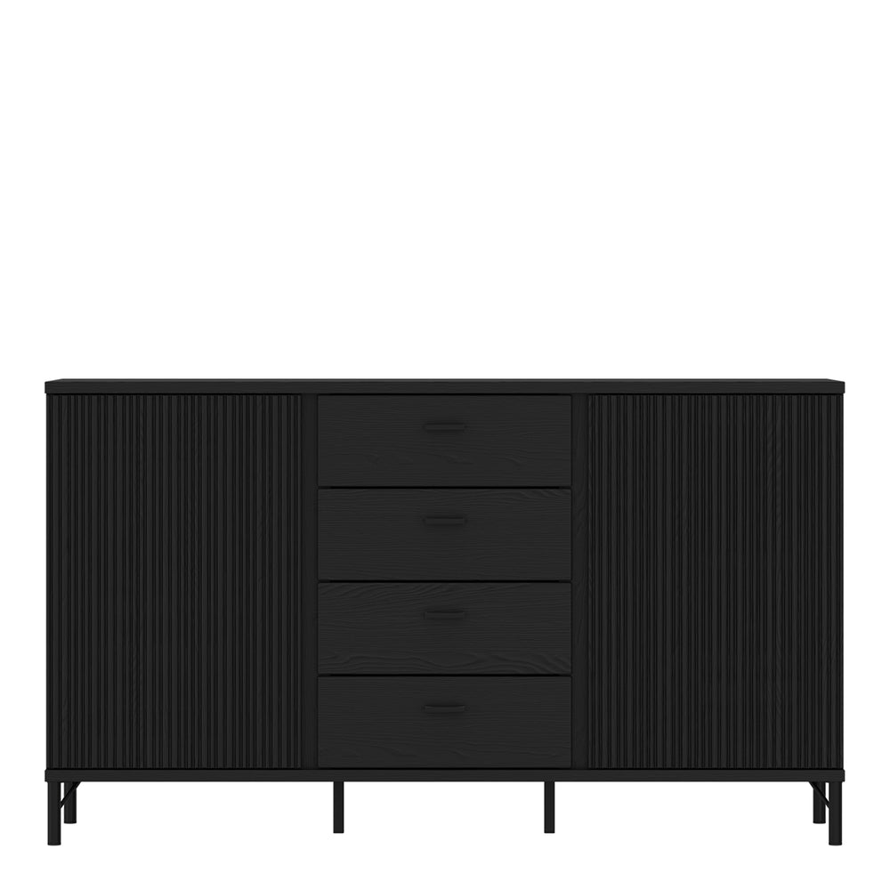 Lusaka Sideboard 2 Door 4 Drawer in Black Graphite - TidySpaces