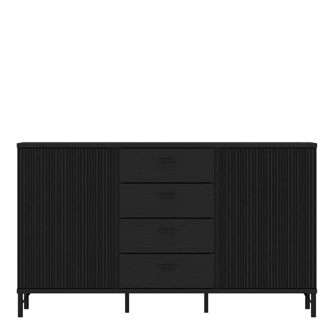 Lusaka Sideboard 2 Door 4 Drawer in Black Graphite - TidySpaces