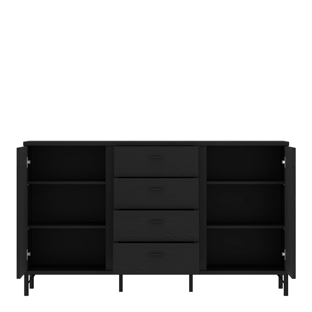 Lusaka Sideboard 2 Door 4 Drawer in Black Graphite - TidySpaces