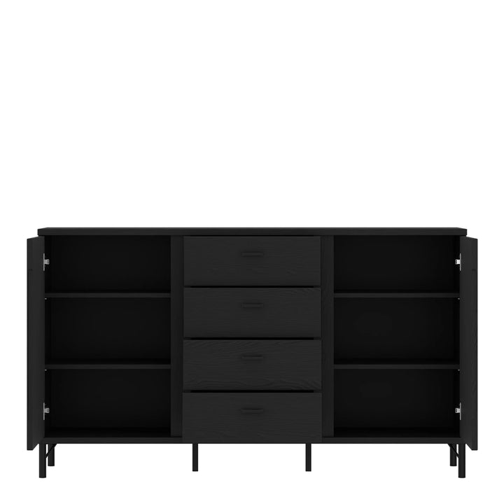 Lusaka Sideboard 2 Door 4 Drawer in Black Graphite - TidySpaces