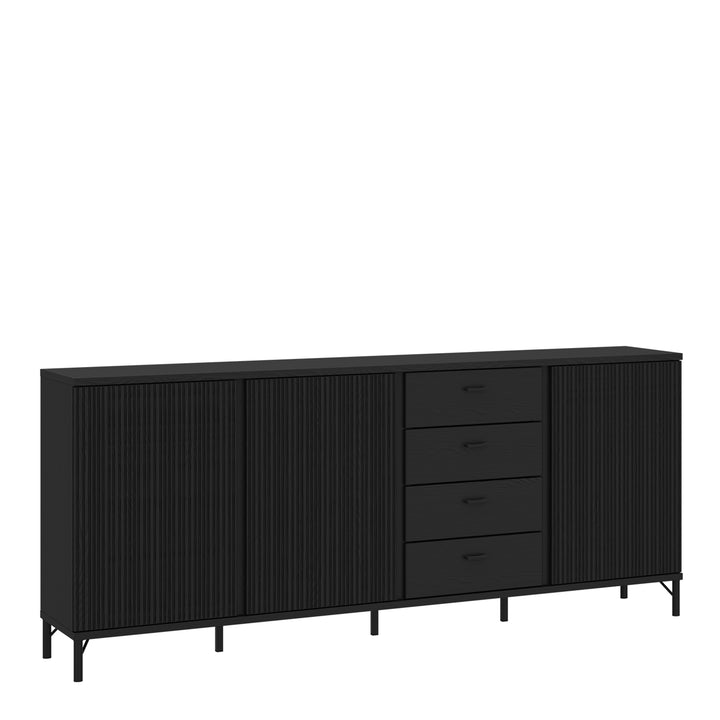 Lusaka Sideboard 3 Door 4 Drawer in Black Graphite - TidySpaces