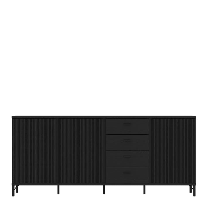 Lusaka Sideboard 3 Door 4 Drawer in Black Graphite - TidySpaces