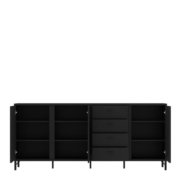 Lusaka Sideboard 3 Door 4 Drawer in Black Graphite - TidySpaces