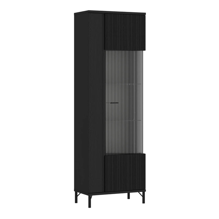 Lusaka Display Cabinet 1 Door in Black Graphite - TidySpaces