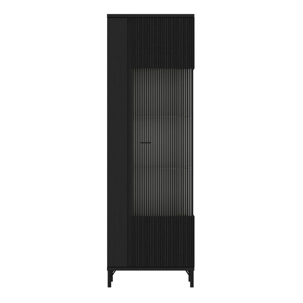 Lusaka Display Cabinet 1 Door in Black Graphite - TidySpaces