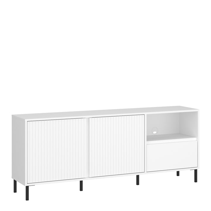 Avenale Wide TV Cabinet 2 Door 1 Drawer in Alpine White High Gloss - TidySpaces