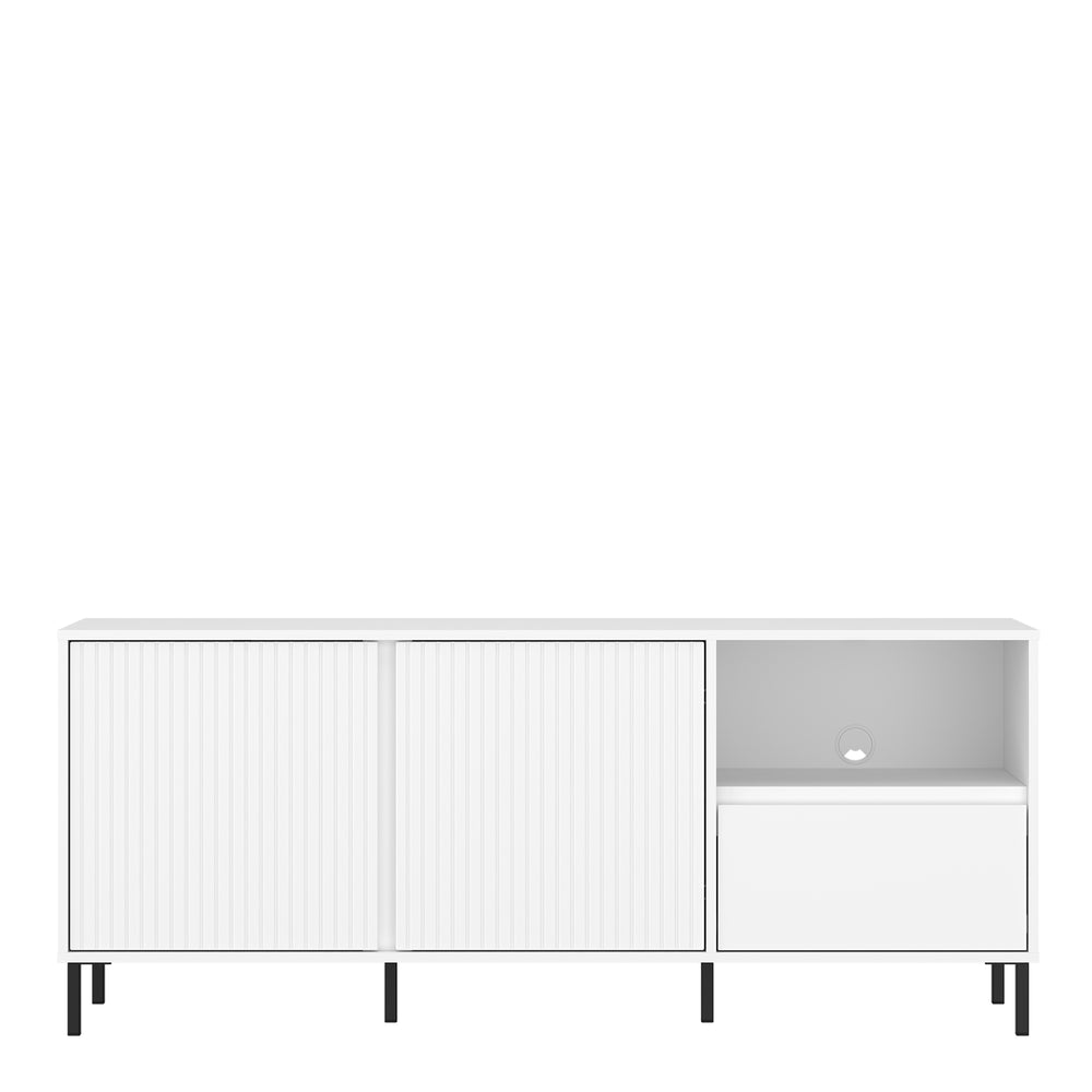 Avenale Wide TV Cabinet 2 Door 1 Drawer in Alpine White High Gloss - TidySpaces