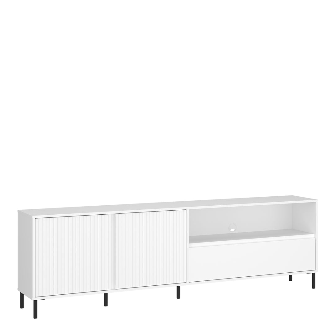 Avenale TV Cabinet 2 Door 1 Drawer in Alpine White High Gloss - TidySpaces