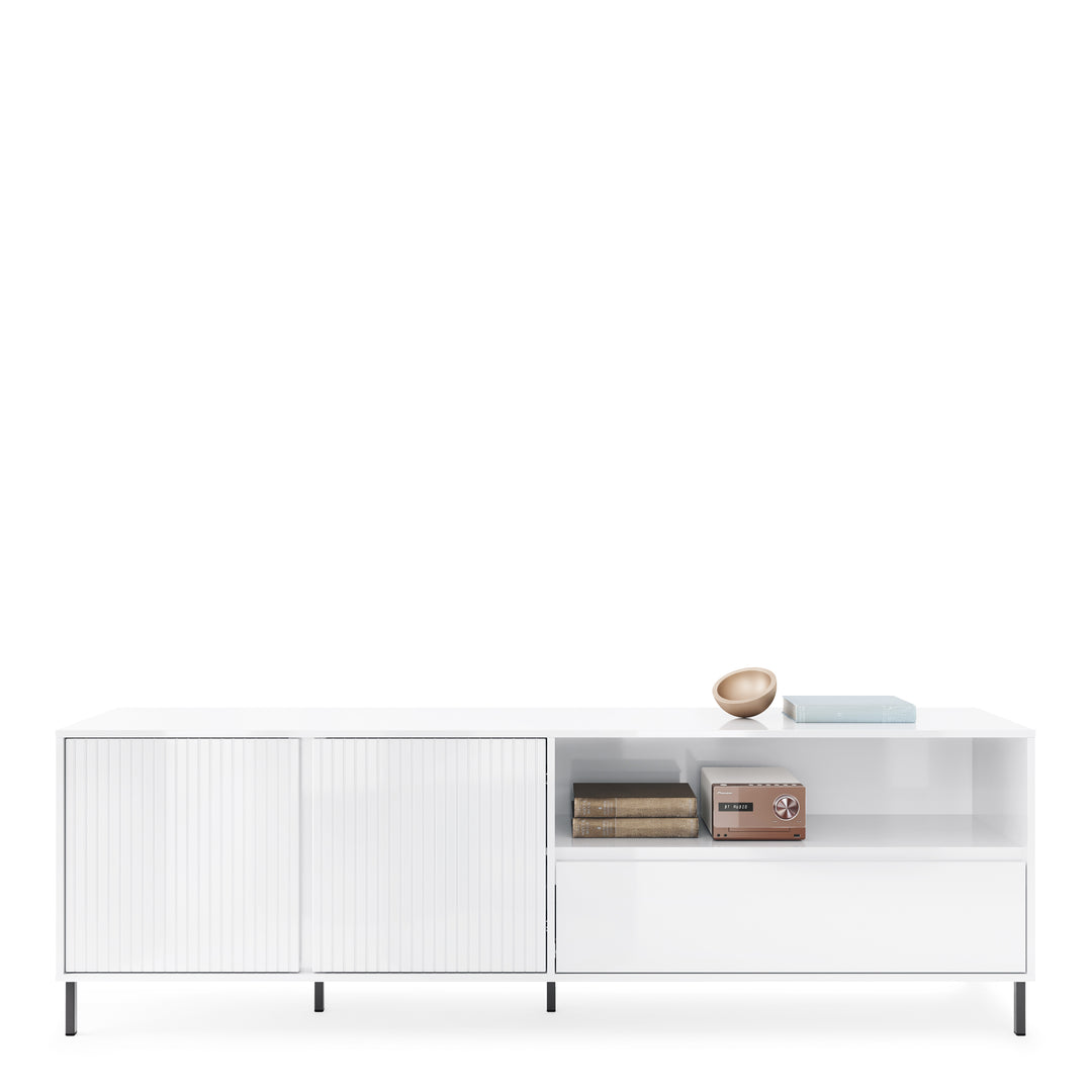 Avenale TV Cabinet 2 Door 1 Drawer in Alpine White High Gloss - TidySpaces