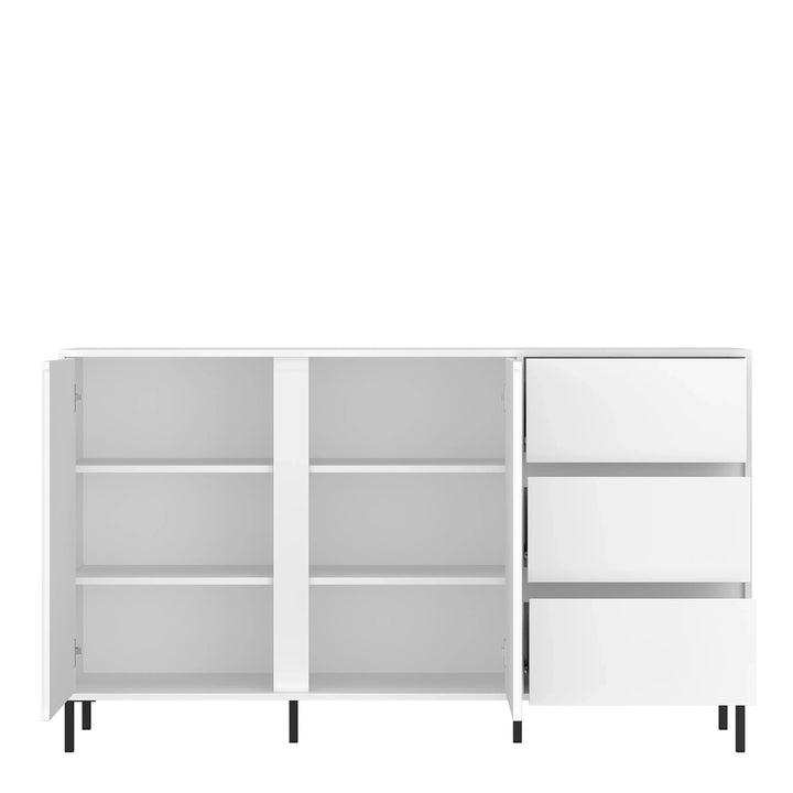 Avenale Sideboard 2 Door 3 Drawer in Alpine White High Gloss - TidySpaces