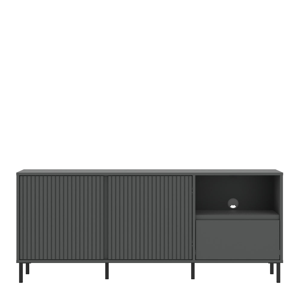 Avenale Wide TV Cabinet 2 Door 1 Drawer in Anthracite - TidySpaces