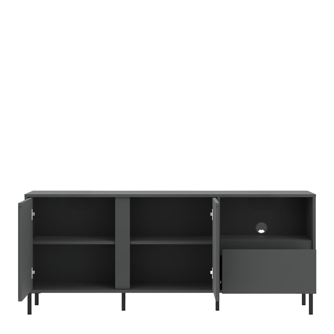 Avenale Wide TV Cabinet 2 Door 1 Drawer in Anthracite - TidySpaces