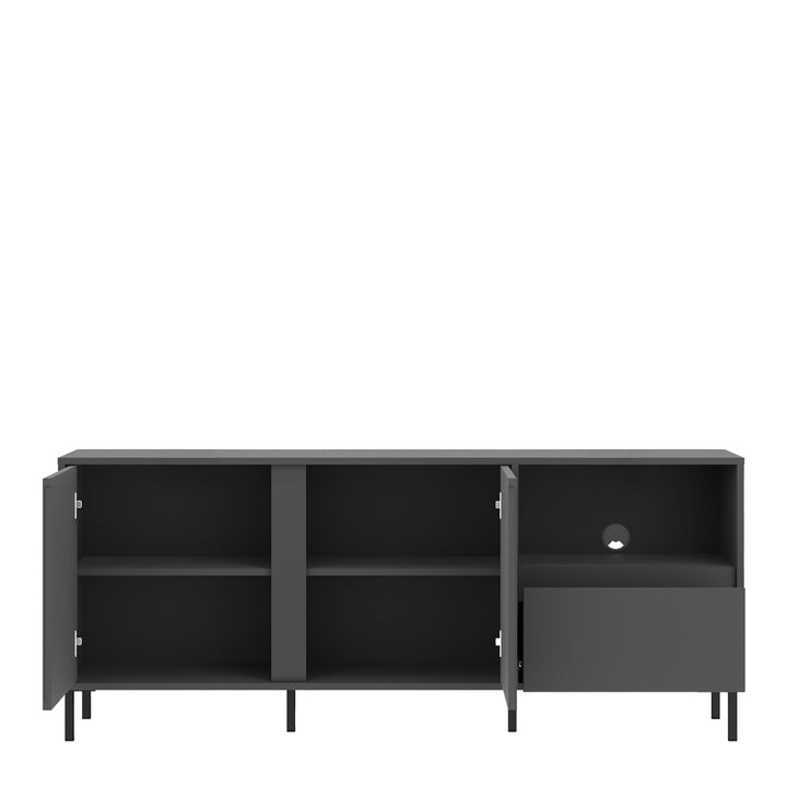 Avenale Wide TV Cabinet 2 Door 1 Drawer in Anthracite - TidySpaces