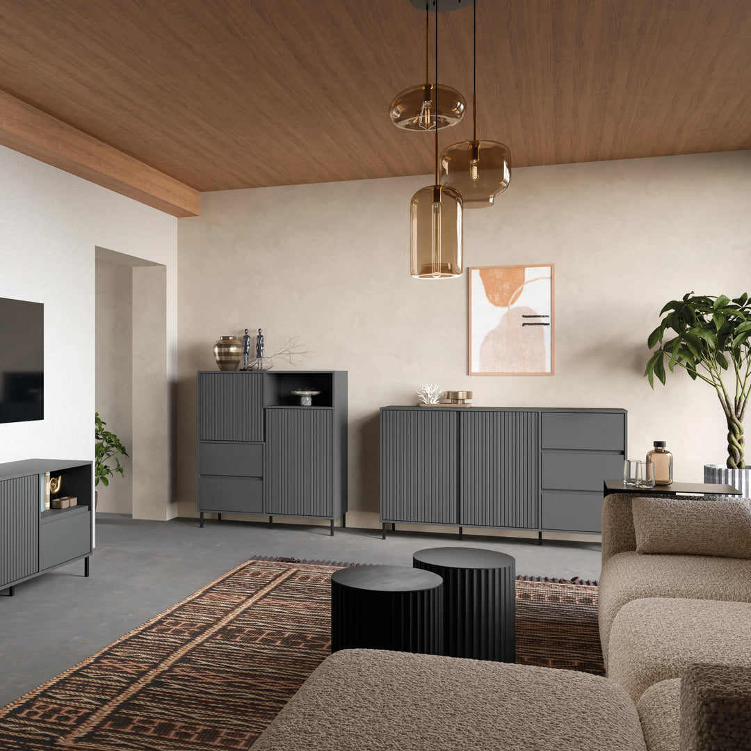 Avenale Sideboard 2 Door 3 Drawer in Anthracite - TidySpaces