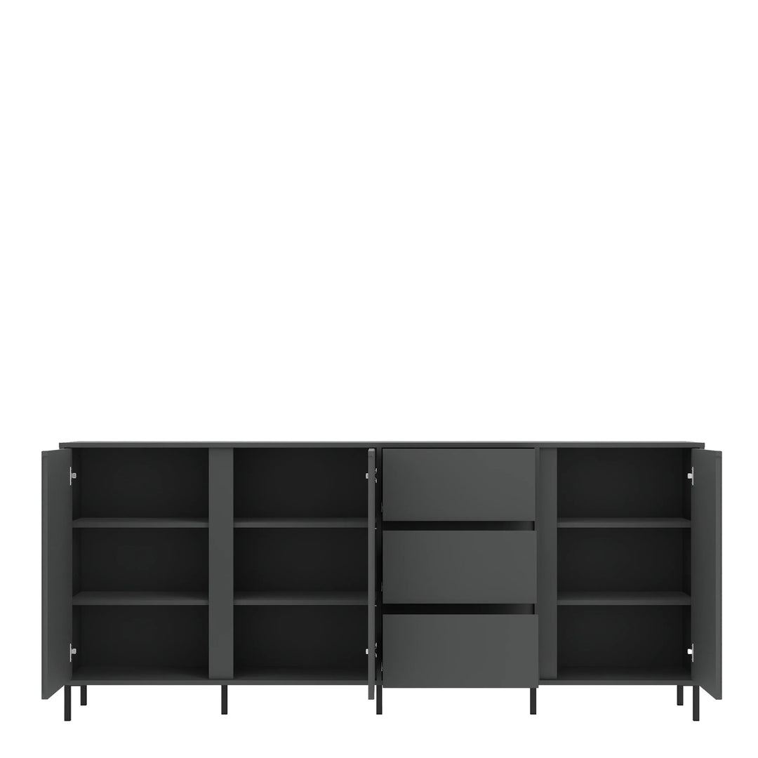 Avenale Sideboard 3 Door 3 Drawer in Anthracite - TidySpaces