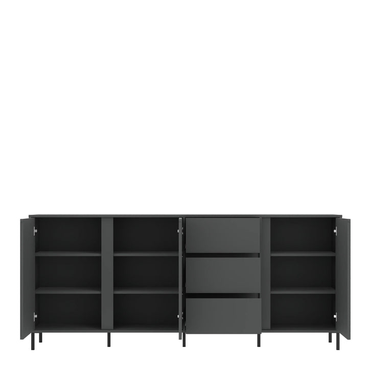 Avenale Sideboard 3 Door 3 Drawer in Anthracite - TidySpaces