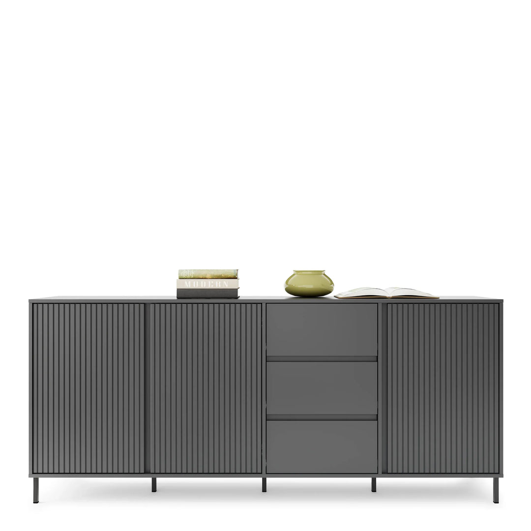 Avenale Sideboard 3 Door 3 Drawer in Anthracite - TidySpaces
