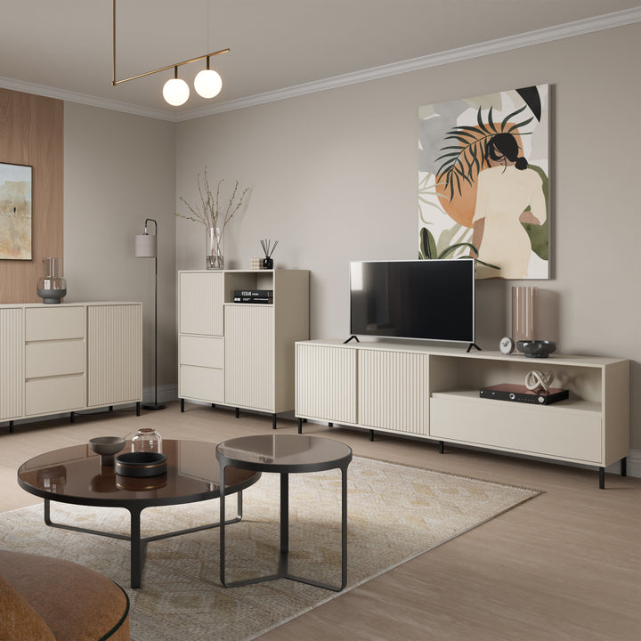 Avenale TV Cabinet 2 Door 1 Drawer in Cashmere - TidySpaces