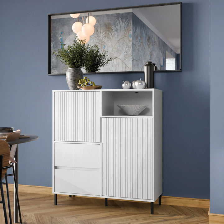 Avenale Sideboard 2 Door 2 Drawer in Alpine White High Gloss - TidySpaces