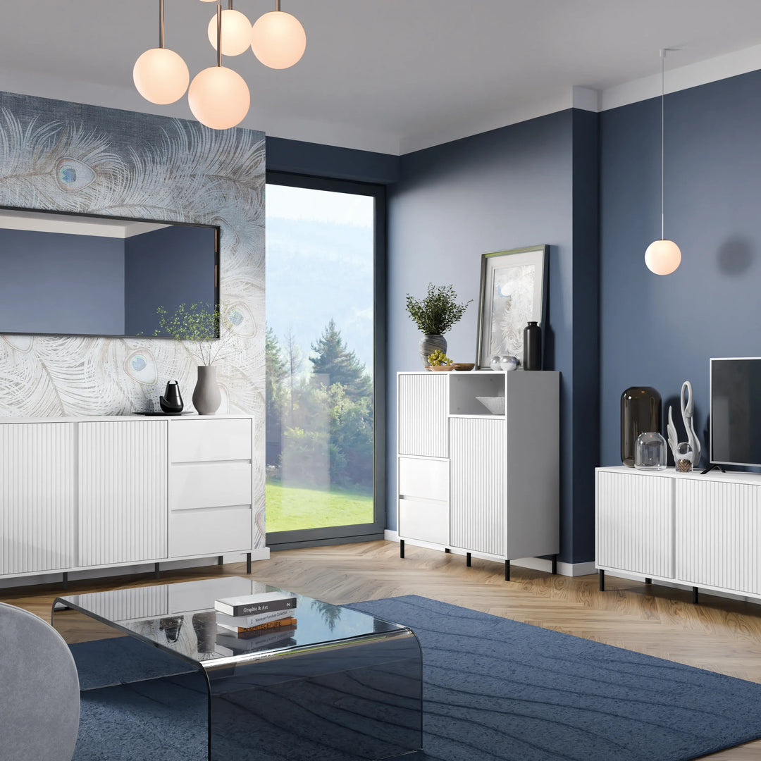 Avenale Sideboard 2 Door 2 Drawer in Alpine White High Gloss - TidySpaces