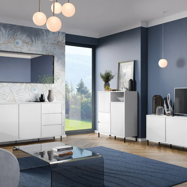 Avenale Sideboard 2 Door 2 Drawer in Alpine White High Gloss - TidySpaces