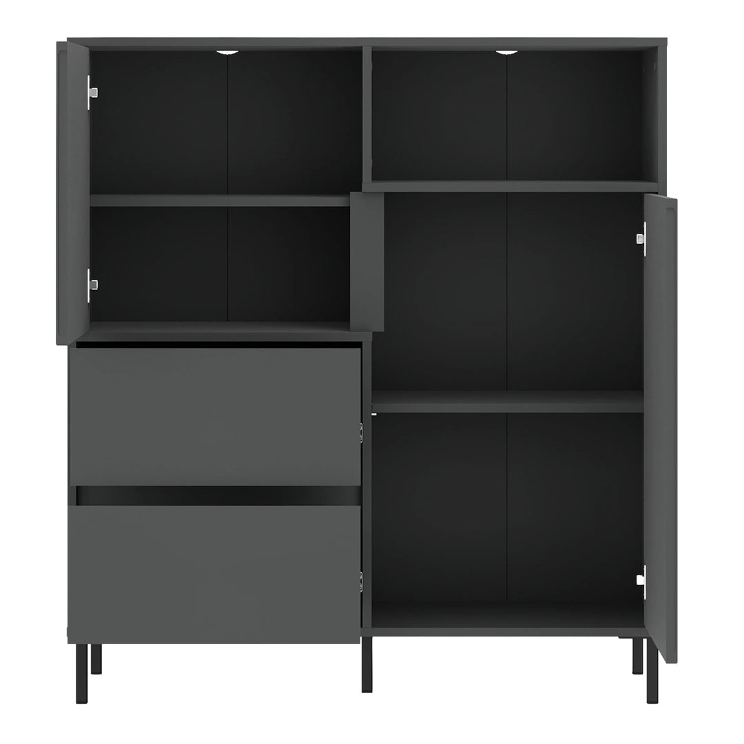 Avenale Sideboard 2 Door 2 Drawer in Anthracite - TidySpaces