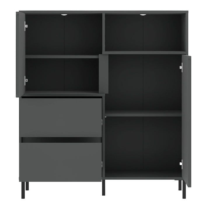 Avenale Sideboard 2 Door 2 Drawer in Anthracite - TidySpaces