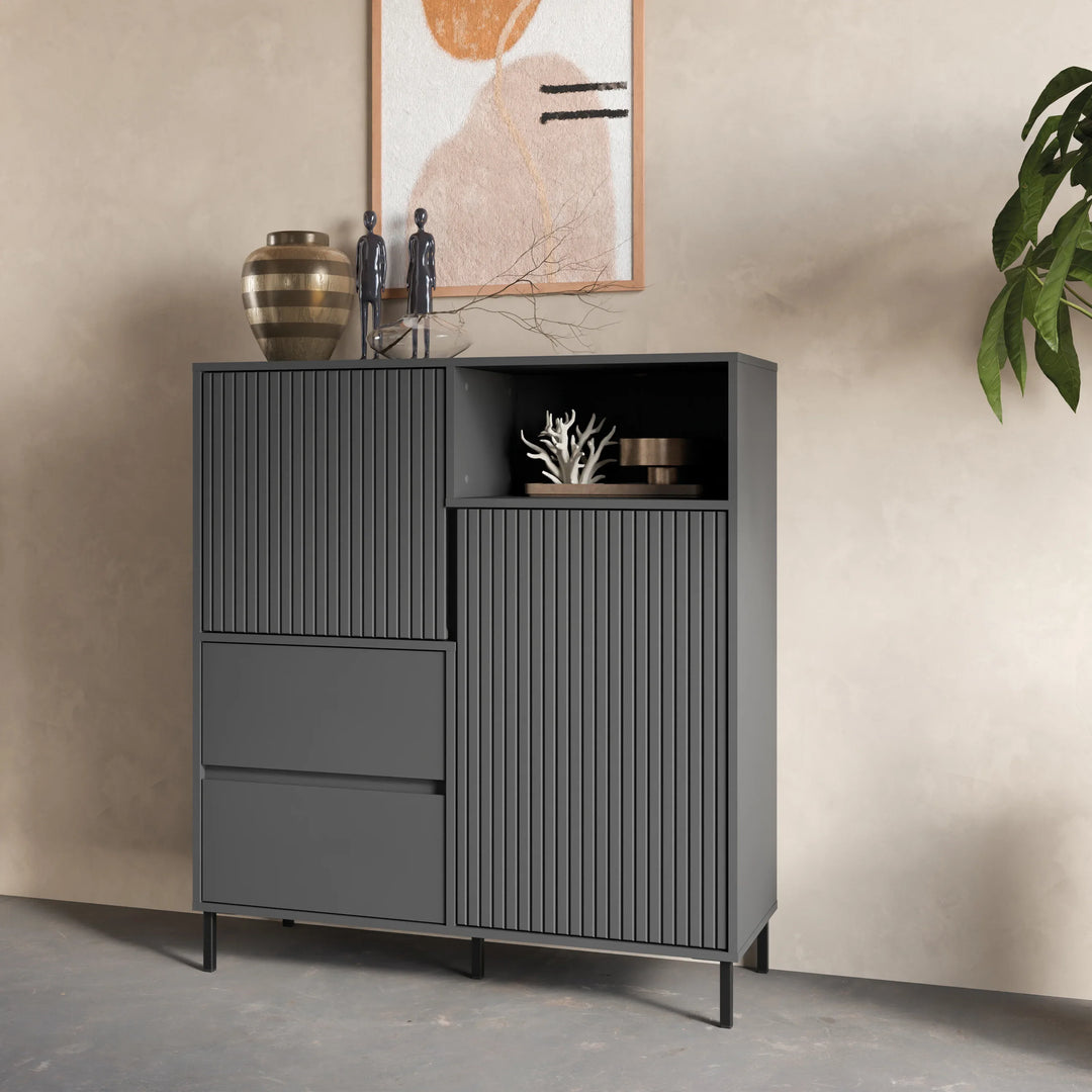 Avenale Sideboard 2 Door 2 Drawer in Anthracite - TidySpaces