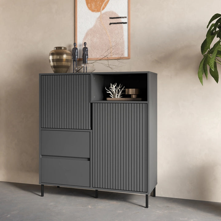 Avenale Sideboard 2 Door 2 Drawer in Anthracite - TidySpaces