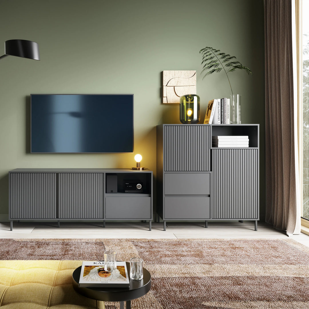 Avenale Sideboard 2 Door 2 Drawer in Anthracite - TidySpaces