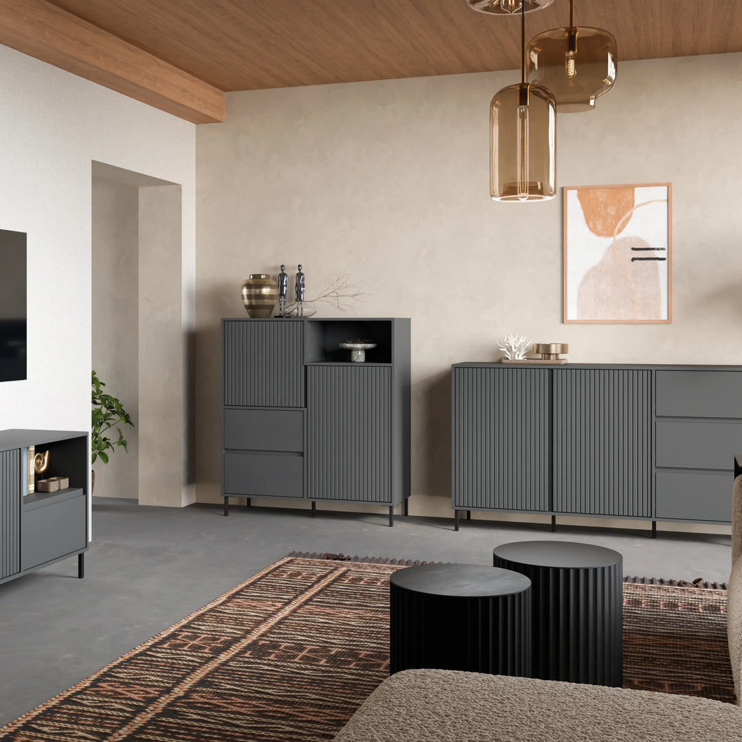 Avenale Sideboard 2 Door 2 Drawer in Anthracite - TidySpaces