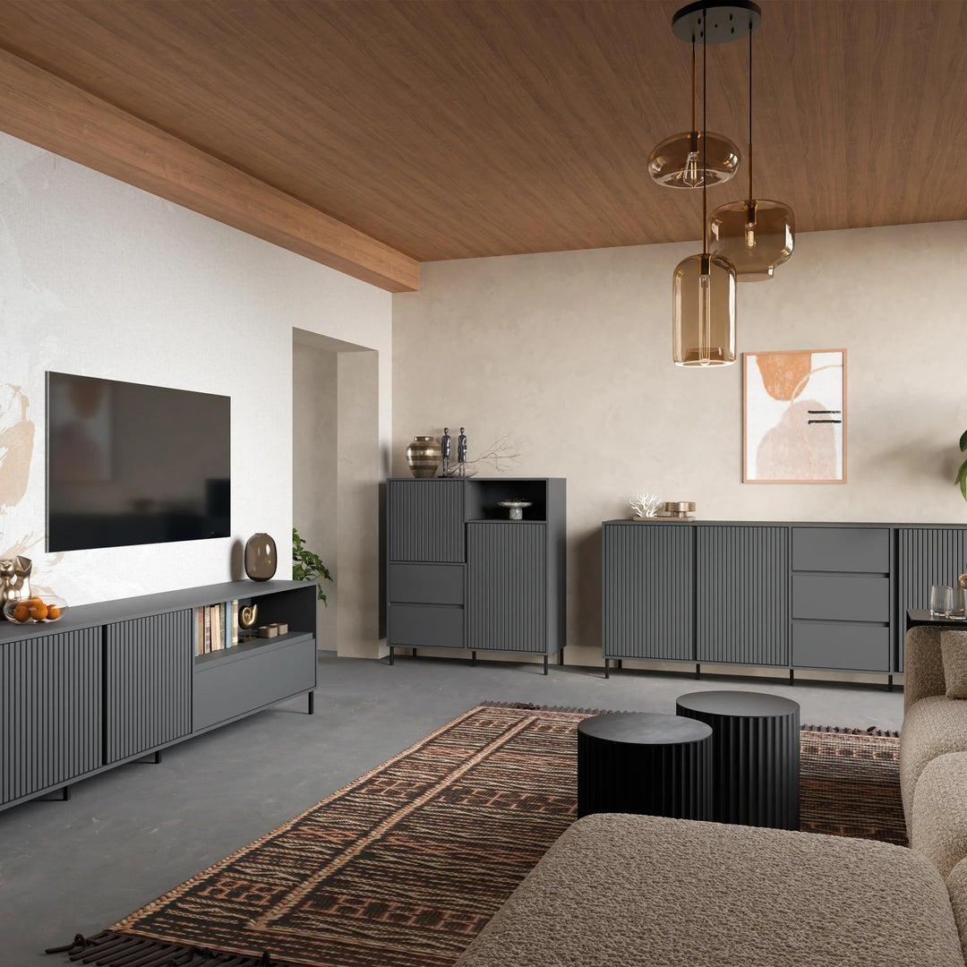 Avenale Sideboard 2 Door 2 Drawer in Anthracite - TidySpaces